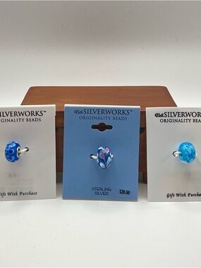 Belk Silverworks Sterling Silver Blue Glass Bead Bundle Charms Pandora-like NWT